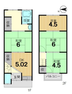 京都府京都市右京区嵯峨広沢南野町の中古一戸建ての間取り図