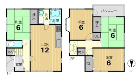 京都府京都市伏見区久我本町の中古一戸建ての間取り図