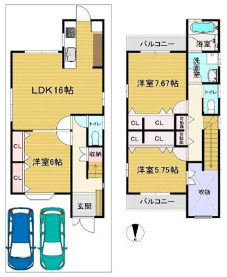 京都府京都市西京区御陵峰ケ堂町2丁目の中古一戸建ての間取り