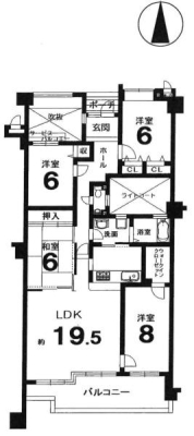 京都府京都市西京区大枝北沓掛町1丁目 5-2の中古マンションの間取り