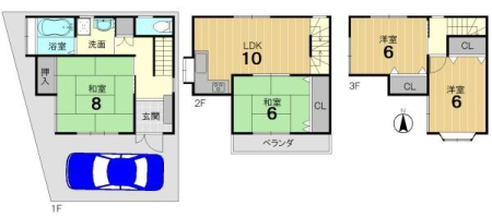 京都府京都市伏見区横大路六反畑の中古一戸建ての間取り